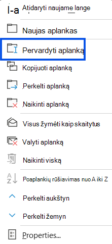 Žymeklio, esančio virš mygtuko Daugiau naršymo srityje, internetinė „Outlook“, ekrano kopija