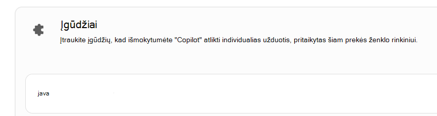 Ekrano kopija, kurioje parodytas pasirinktinis įgūdis įgūdžių skyriuje.
