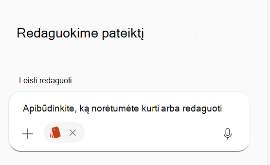 Ekrano kopija, kurioje matomas pasirinktas prekės ženklo rinkinys „Copilot“ raginimas.