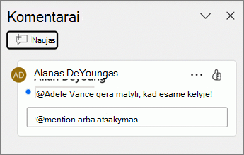 Srityje Komentarai šalia komentaro rodomas mėlynas taškas.