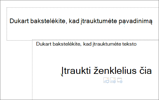 Tuščio pavadinimo lauko ir tuščio teksto lauko vaizdas, nurodantis, kur veiks ženkleliai.