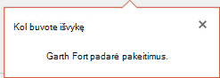 Ekrano kopija, kurioje rodomas reklaminės juostos pranešimas