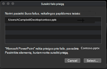 Dialogo langas, kuriame rodoma, kad 