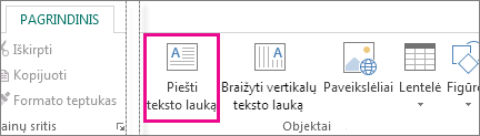 „Publisher“ teksto lauko Piešti ekrano nuotrauka