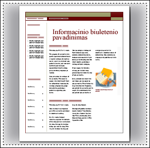 First page of pre-designed newsletter