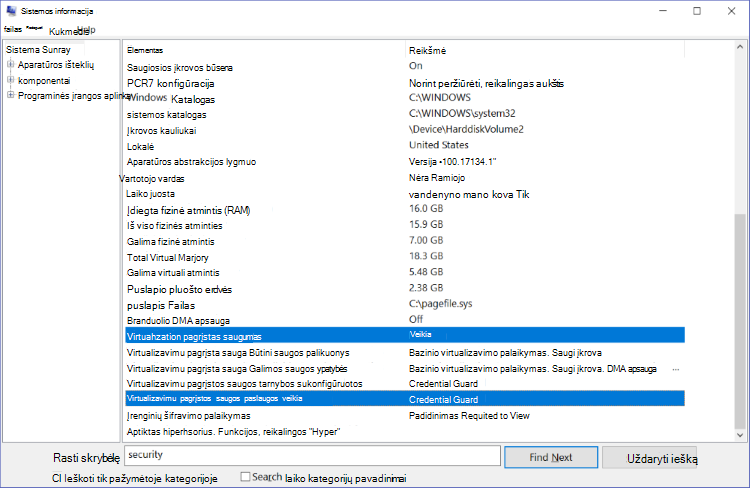 System Info window