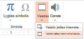 Vaizdo įrašo įterpimo ekrano kopija