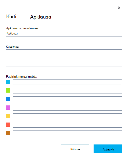 Apklausos puslapio kūrimas