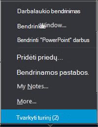 Present menu showing Manage Content option