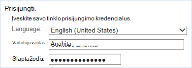 Prisijunkite naudodami tinklo prisijungimo kredencialus