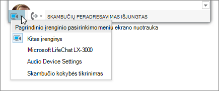 Ekrano kopija, kurioje rodomas meniu Pasirinkite pagrindinį įrenginį.