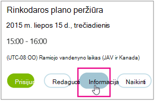 Meeting details with Info button highlighted
