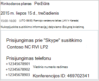 Sample screen showing meeting details