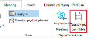 Susitikimo parinkčių mygtukas 