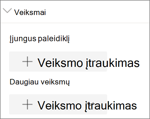 Meniu Veiksmai