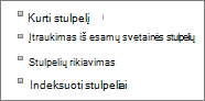 Saito Įtraukti esamą stulpelį parametrų puslapyje stambiu planu