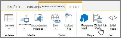 Įterpti puslapio dalį