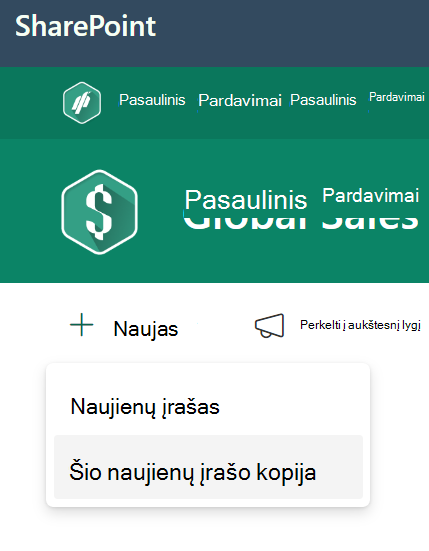 Padaryti naujienų įrašo kopiją
