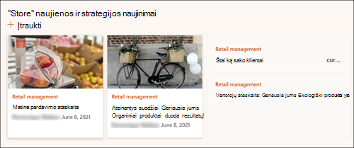 Naujienų puslapio dalies ekrano kopija