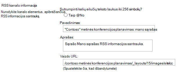 RSS kanalo informacija