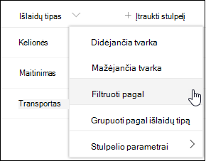 SharePoint Column Heading Filter By Menu Option