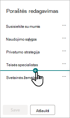 Dialogo langas Poraštės redagavimas.