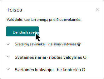 Mygtuko Bendrinti svetainę peržiūros versija