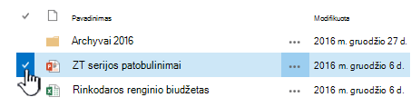Pasirinkite failą spustelėdami varnelę vardo kairėje