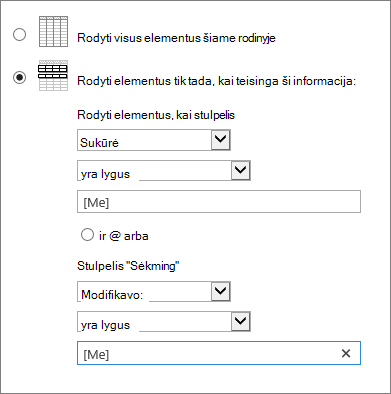 Filtruojama naudojant [Aš]