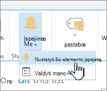 SharePoint 2016 Set alert on an item with item selected