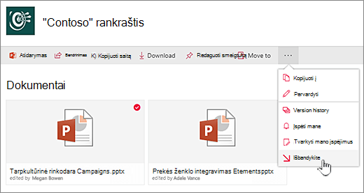Pasirinkite failą, spustelėkite daugtaškį viršutinėje juostoje, tada pasirinkite paimti ir užrakinti
