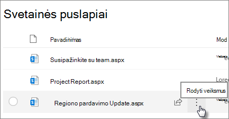 Puslapių biblioteka su daugtaškiais šalia pasirinkto failo.