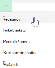 Saito redagavimas kairiajame meniu