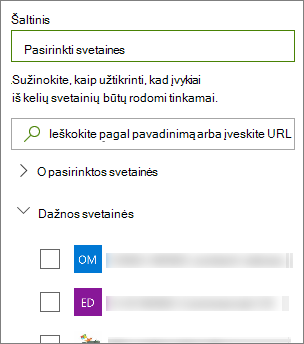Pasirinkite įvykių šaltinį