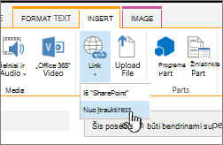 Saito įterpimas naudojant žiniatinklio adresą