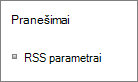 Sąrašo ryšių (RSS) parametrai