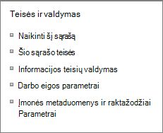 Sąrašo teisių ir valdymo parametrų saitai