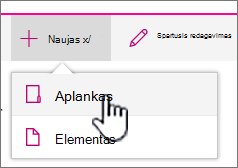 + Naujas išplečiamasis meniu su paryškintu aplanku