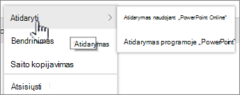 Failo elipsės meniu su paryškinta parinktimi Atidaryti
