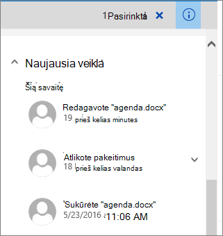 Naujausios veiklos sąrašas
