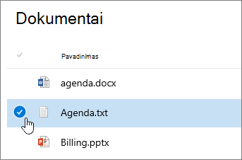 Document being highlighted with cursor over check box