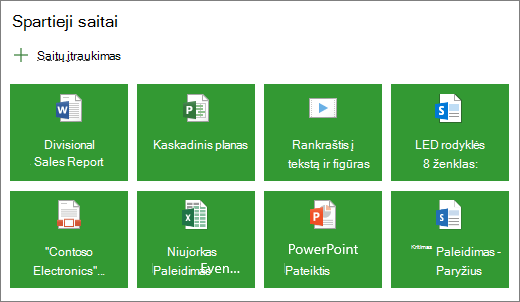 Quick links in a tile layout