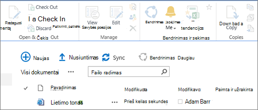 Juostelė su papilkintais redagavimo mygtukais