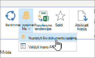 In the Files tab, with Set Alert on this document highlighted