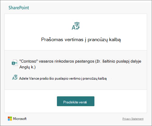 Vertimo užklausos el. laiškas