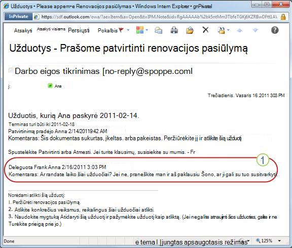 Pranešimas apie iš naujo priskirtą užduotį