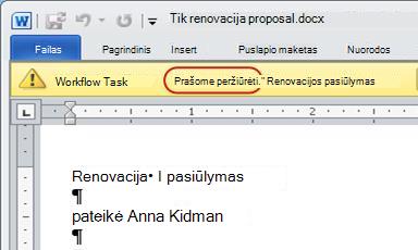 Patvirtinkite elemento pranešimų juostos tekstą