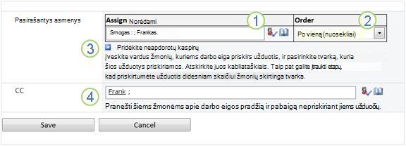 Antrasis sąsajos formos puslapis su iškviestomis parinktimis