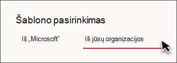 Svetainės šablonų parinkiklio skirtuko, kuriame parašyta 