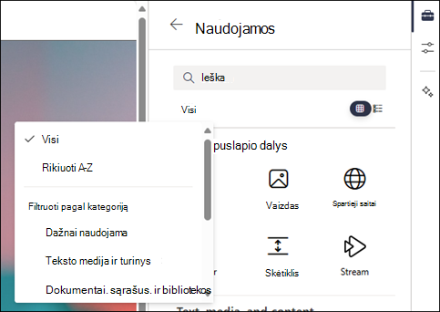 Filtering the web parts in the level 2 of the toolbox